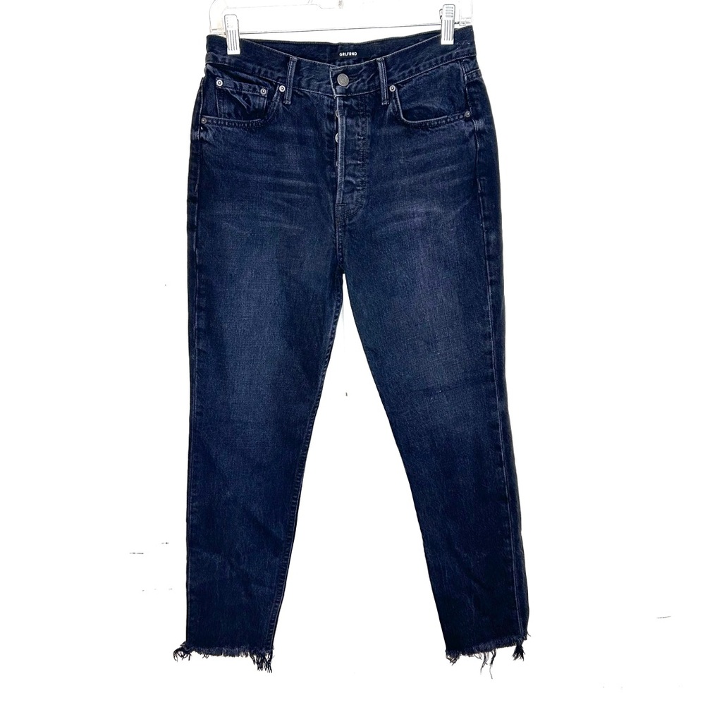GRLFRND Karolina High Rise Cropped Jeans In Hold Up Black